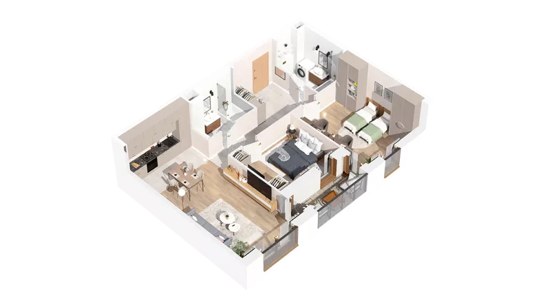 3 pokoje, mieszkanie 75,99 m², piętro 3, oferta nr 2.03.D22, Ogrody Andersa IV, Gliwice, Wojska Polskiego, ul. J. Sowińskiego