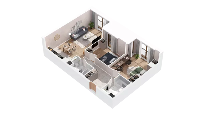 3 pokoje, mieszkanie 75,69 m², piętro 3, oferta nr 2.03.E28, Ogrody Andersa IV, Gliwice, Wojska Polskiego, ul. J. Sowińskiego