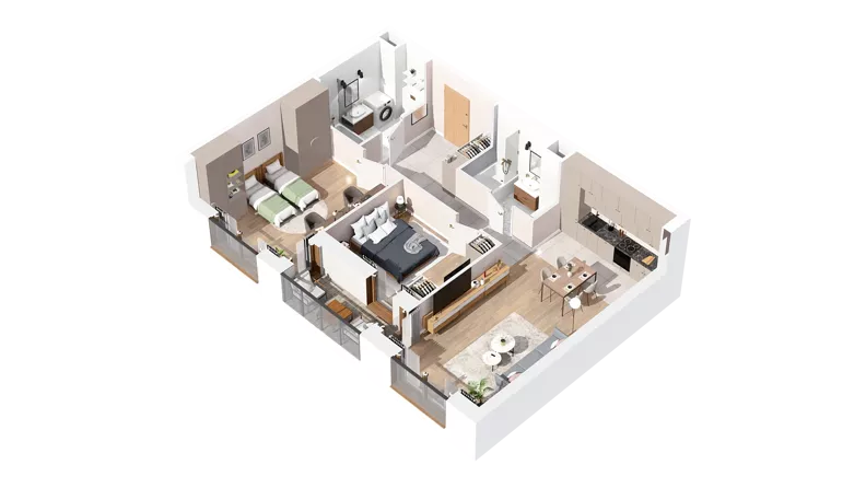 3 pokoje, mieszkanie 75,69 m², piętro 3, oferta nr 2.03.E28, Ogrody Andersa IV, Gliwice, Wojska Polskiego, ul. J. Sowińskiego