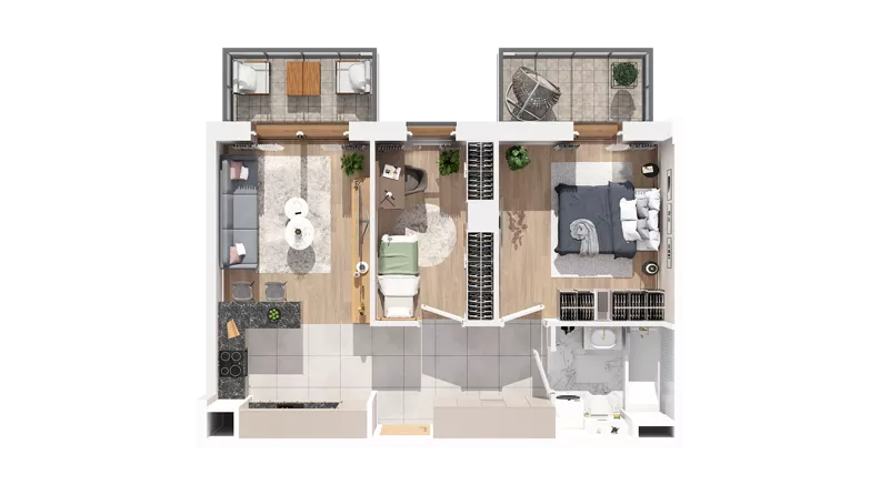 3 pokoje, mieszkanie 51,36 m², piętro 3, oferta nr 2.03.E33, Ogrody Andersa IV, Gliwice, Wojska Polskiego, ul. J. Sowińskiego
