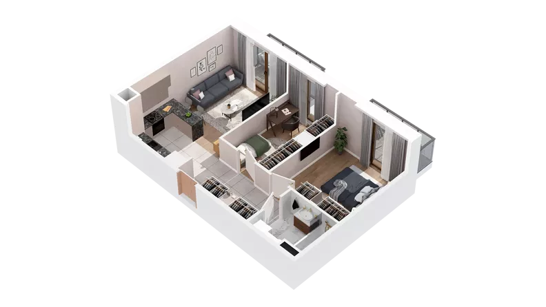 3 pokoje, mieszkanie 51,36 m², piętro 3, oferta nr 2.03.E33, Ogrody Andersa IV, Gliwice, Wojska Polskiego, ul. J. Sowińskiego