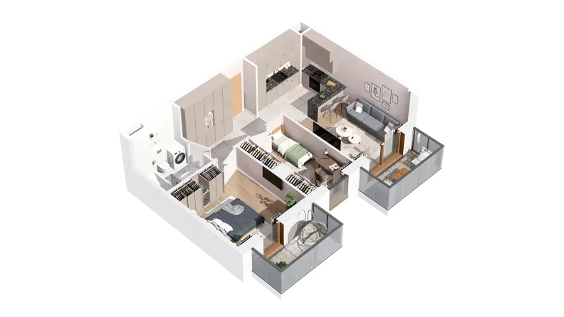 3 pokoje, mieszkanie 51,36 m², piętro 3, oferta nr 2.03.E33, Ogrody Andersa IV, Gliwice, Wojska Polskiego, ul. J. Sowińskiego