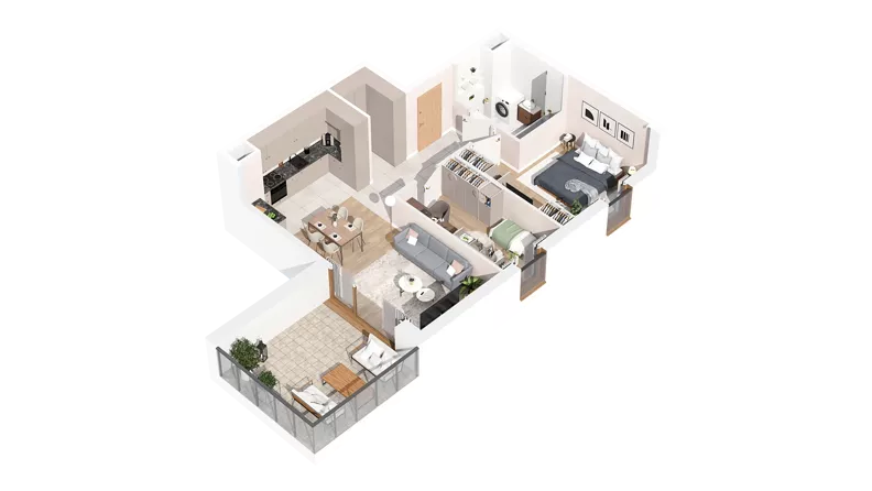 3 pokoje, mieszkanie 59,64 m², piętro 4, oferta nr 2.04.A24, Ogrody Andersa IV, Gliwice, Wojska Polskiego, ul. J. Sowińskiego