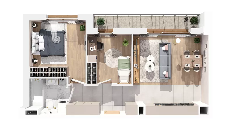 3 pokoje, mieszkanie 55,74 m², piętro 4, oferta nr 2.04.B37, Ogrody Andersa IV, Gliwice, Wojska Polskiego, ul. J. Sowińskiego