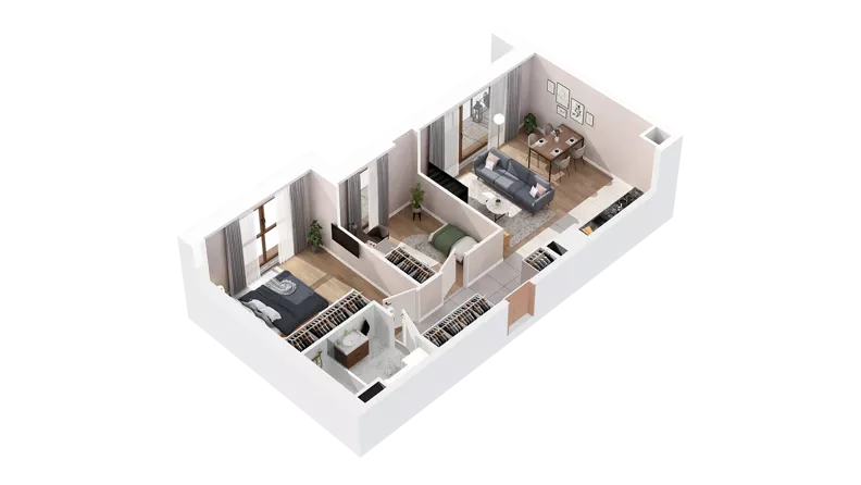 3 pokoje, mieszkanie 55,74 m², piętro 4, oferta nr 2.04.B37, Ogrody Andersa IV, Gliwice, Wojska Polskiego, ul. J. Sowińskiego