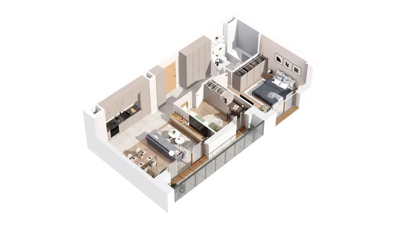 3 pokoje, mieszkanie 55,74 m², piętro 4, oferta nr 2.04.B37, Ogrody Andersa IV, Gliwice, Wojska Polskiego, ul. J. Sowińskiego