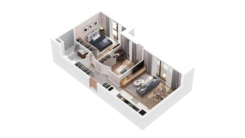 3 pokoje, mieszkanie 55,74 m², piętro 4, oferta nr 2.04.B37, Ogrody Andersa IV, Gliwice, Wojska Polskiego, ul. J. Sowińskiego