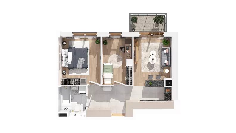 3 pokoje, mieszkanie 53,45 m², piętro 4, oferta nr 2.04.C12, Ogrody Andersa IV, Gliwice, Wojska Polskiego, ul. J. Sowińskiego