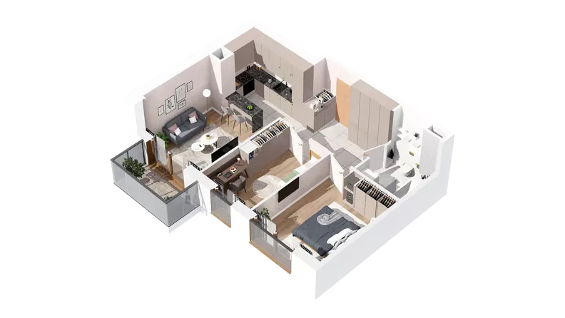 3 pokoje, mieszkanie 53,45 m², piętro 4, oferta nr 2.04.C12, Ogrody Andersa IV, Gliwice, Wojska Polskiego, ul. J. Sowińskiego