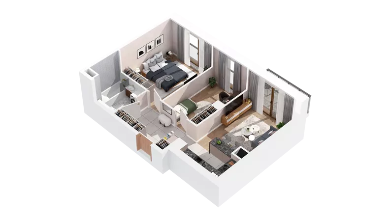 3 pokoje, mieszkanie 53,45 m², piętro 4, oferta nr 2.04.C12, Ogrody Andersa IV, Gliwice, Wojska Polskiego, ul. J. Sowińskiego