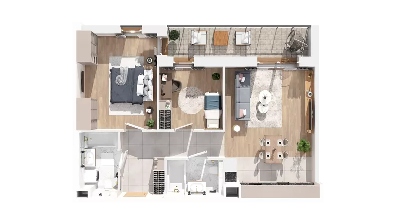 3 pokoje, mieszkanie 70,49 m², piętro 4, oferta nr 2.04.D28, Ogrody Andersa IV, Gliwice, Wojska Polskiego, ul. J. Sowińskiego