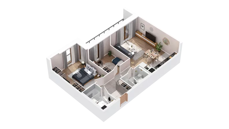 3 pokoje, mieszkanie 70,49 m², piętro 4, oferta nr 2.04.D28, Ogrody Andersa IV, Gliwice, Wojska Polskiego, ul. J. Sowińskiego