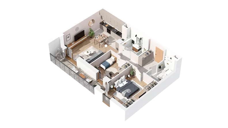 3 pokoje, mieszkanie 70,49 m², piętro 4, oferta nr 2.04.D28, Ogrody Andersa IV, Gliwice, Wojska Polskiego, ul. J. Sowińskiego