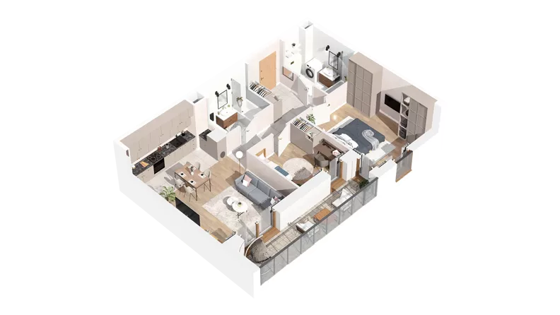 3 pokoje, mieszkanie 70,49 m², piętro 4, oferta nr 2.04.D28, Ogrody Andersa IV, Gliwice, Wojska Polskiego, ul. J. Sowińskiego