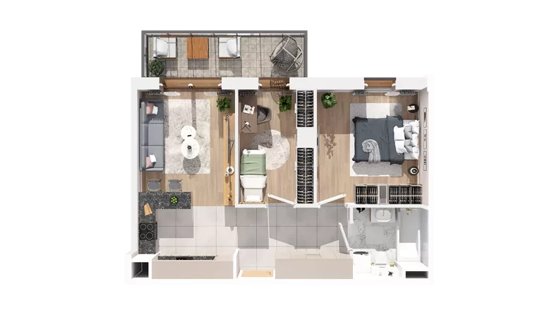 3 pokoje, mieszkanie 51,36 m², piętro 4, oferta nr 2.04.E40, Ogrody Andersa IV, Gliwice, Wojska Polskiego, ul. J. Sowińskiego