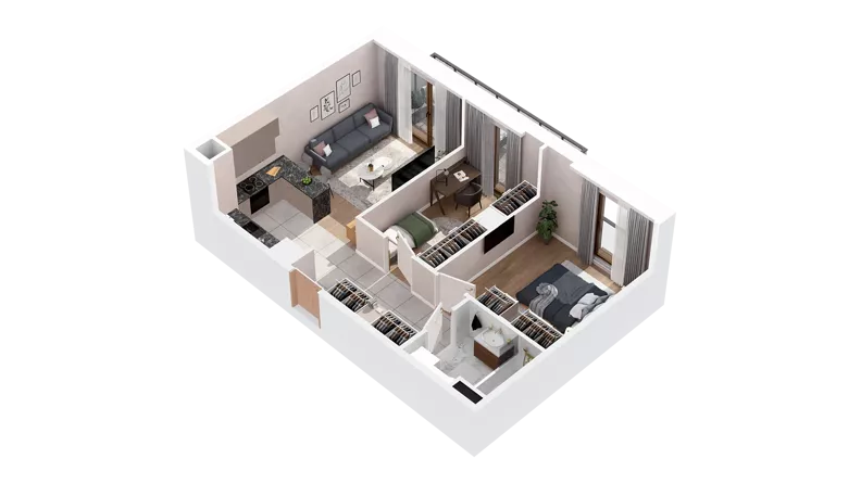 3 pokoje, mieszkanie 51,36 m², piętro 4, oferta nr 2.04.E40, Ogrody Andersa IV, Gliwice, Wojska Polskiego, ul. J. Sowińskiego