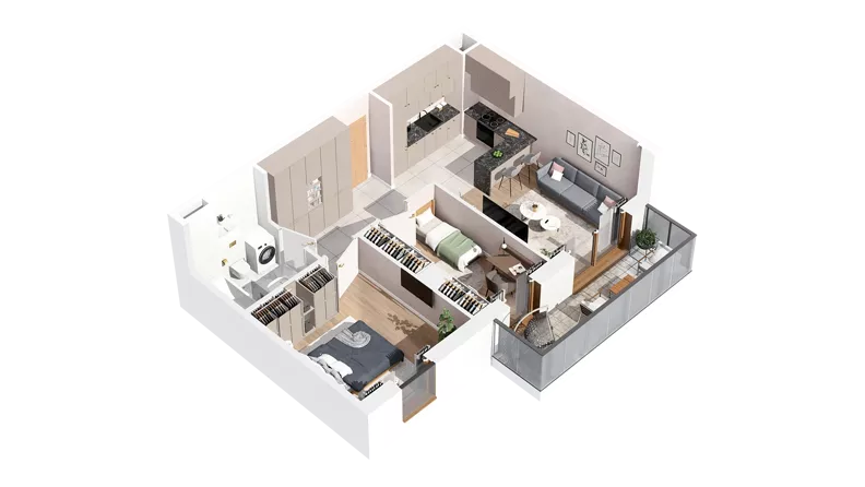 3 pokoje, mieszkanie 51,36 m², piętro 4, oferta nr 2.04.E40, Ogrody Andersa IV, Gliwice, Wojska Polskiego, ul. J. Sowińskiego