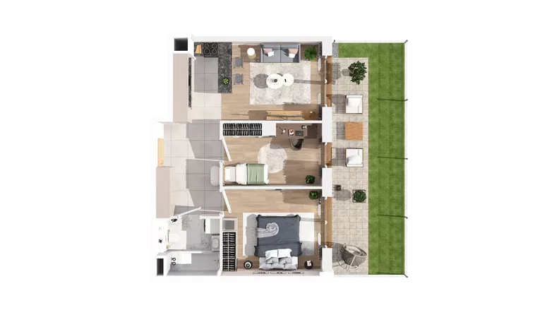 3 pokoje, mieszkanie 51,98 m², parter, oferta nr 3.00.C02, Ogrody Andersa IV, Gliwice, Wojska Polskiego, ul. J. Sowińskiego