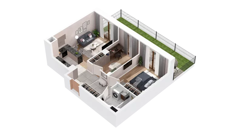 3 pokoje, mieszkanie 51,98 m², parter, oferta nr 3.00.C02, Ogrody Andersa IV, Gliwice, Wojska Polskiego, ul. J. Sowińskiego