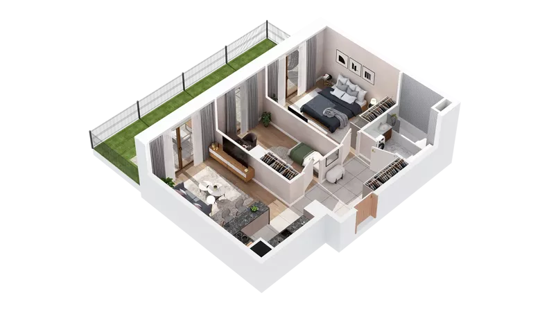 3 pokoje, mieszkanie 51,98 m², parter, oferta nr 3.00.C02, Ogrody Andersa IV, Gliwice, Wojska Polskiego, ul. J. Sowińskiego