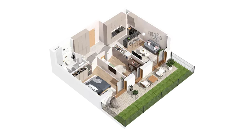 3 pokoje, mieszkanie 51,98 m², parter, oferta nr 3.00.C02, Ogrody Andersa IV, Gliwice, Wojska Polskiego, ul. J. Sowińskiego