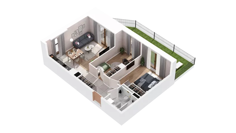 3 pokoje, mieszkanie 55,70 m², parter, oferta nr 3.00.C03, Ogrody Andersa IV, Gliwice, Wojska Polskiego, ul. J. Sowińskiego