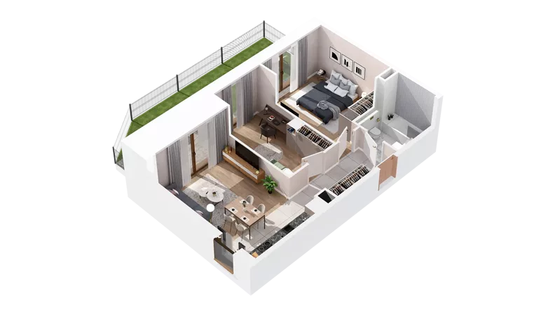 3 pokoje, mieszkanie 55,70 m², parter, oferta nr 3.00.C03, Ogrody Andersa IV, Gliwice, Wojska Polskiego, ul. J. Sowińskiego