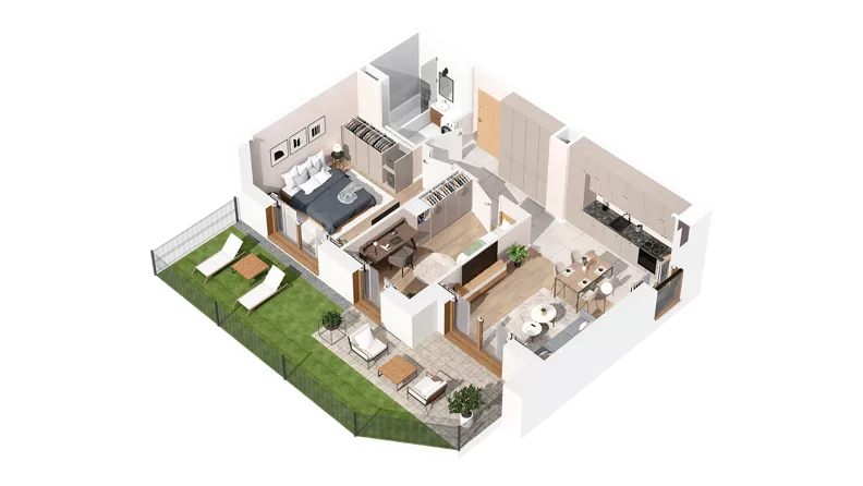 3 pokoje, mieszkanie 55,70 m², parter, oferta nr 3.00.C03, Ogrody Andersa IV, Gliwice, Wojska Polskiego, ul. J. Sowińskiego
