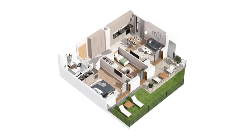 3 pokoje, mieszkanie 55,70 m², parter, oferta nr 3.00.C03, Ogrody Andersa IV, Gliwice, Wojska Polskiego, ul. J. Sowińskiego