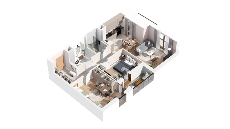 3 pokoje, mieszkanie 73,29 m², piętro 1, oferta nr 3.01.A11, Ogrody Andersa IV, Gliwice, Wojska Polskiego, ul. J. Sowińskiego