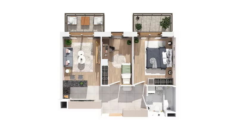 3 pokoje, mieszkanie 53,05 m², piętro 1, oferta nr 3.01.C06, Ogrody Andersa IV, Gliwice, Wojska Polskiego, ul. J. Sowińskiego