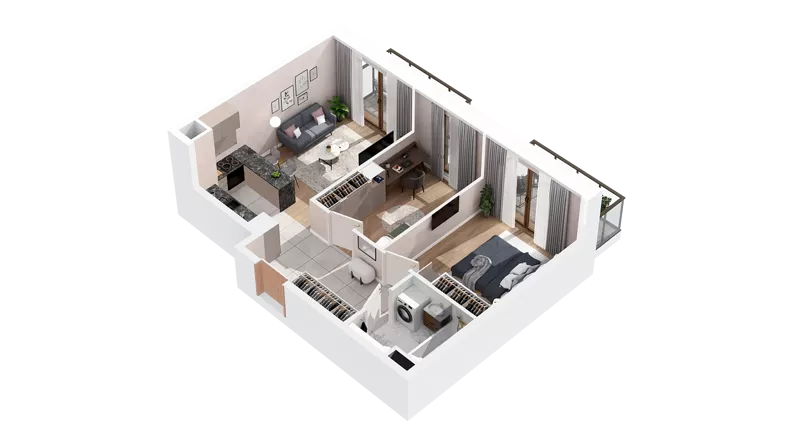 3 pokoje, mieszkanie 53,05 m², piętro 1, oferta nr 3.01.C06, Ogrody Andersa IV, Gliwice, Wojska Polskiego, ul. J. Sowińskiego