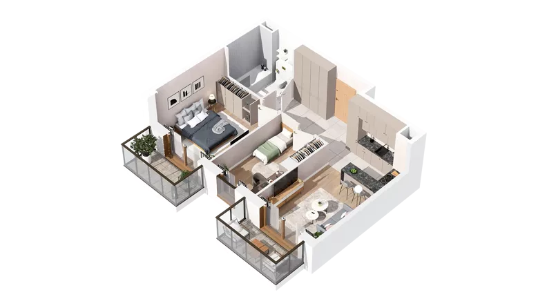 3 pokoje, mieszkanie 53,05 m², piętro 1, oferta nr 3.01.C06, Ogrody Andersa IV, Gliwice, Wojska Polskiego, ul. J. Sowińskiego