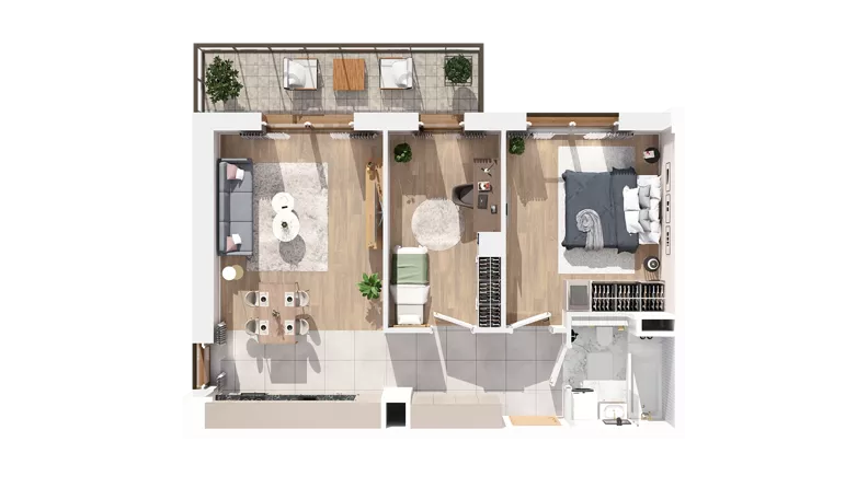 3 pokoje, mieszkanie 60,83 m², piętro 1, oferta nr 3.01.C07, Ogrody Andersa IV, Gliwice, Wojska Polskiego, ul. J. Sowińskiego