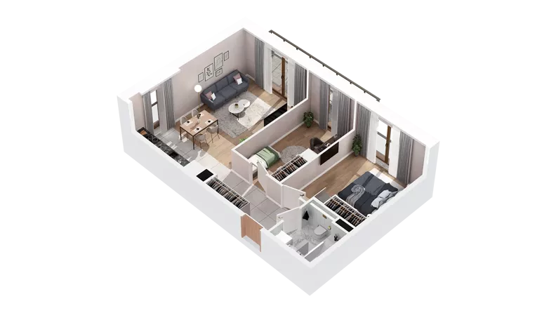 3 pokoje, mieszkanie 60,83 m², piętro 1, oferta nr 3.01.C07, Ogrody Andersa IV, Gliwice, Wojska Polskiego, ul. J. Sowińskiego