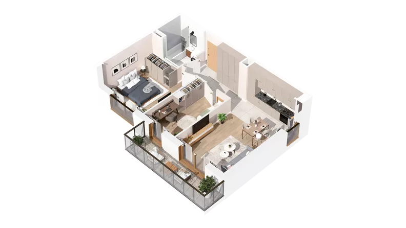 3 pokoje, mieszkanie 60,83 m², piętro 1, oferta nr 3.01.C07, Ogrody Andersa IV, Gliwice, Wojska Polskiego, ul. J. Sowińskiego