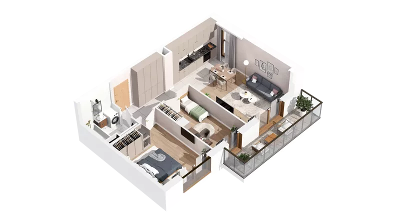 3 pokoje, mieszkanie 60,83 m², piętro 1, oferta nr 3.01.C07, Ogrody Andersa IV, Gliwice, Wojska Polskiego, ul. J. Sowińskiego