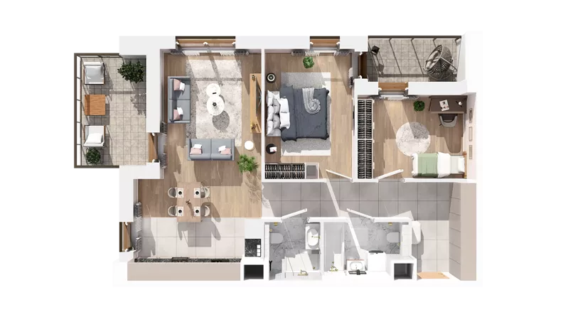 3 pokoje, mieszkanie 72,79 m², piętro 2, oferta nr 3.02.A19, Ogrody Andersa IV, Gliwice, Wojska Polskiego, ul. J. Sowińskiego