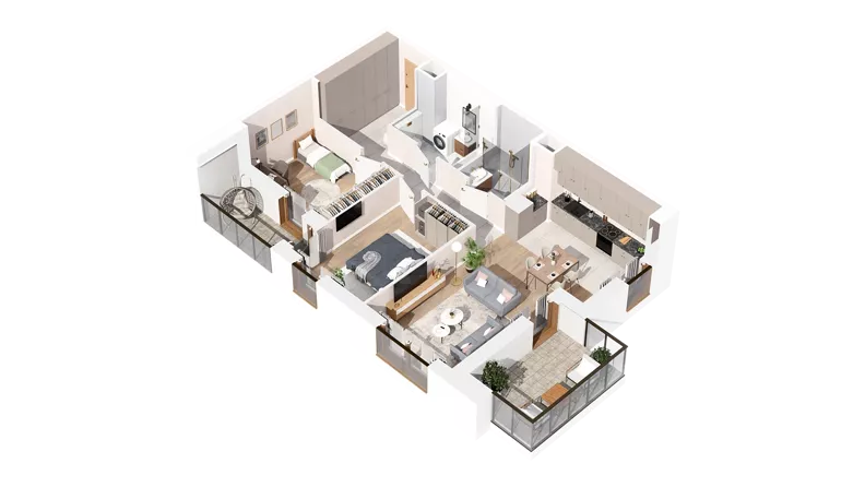 3 pokoje, mieszkanie 72,79 m², piętro 2, oferta nr 3.02.A19, Ogrody Andersa IV, Gliwice, Wojska Polskiego, ul. J. Sowińskiego