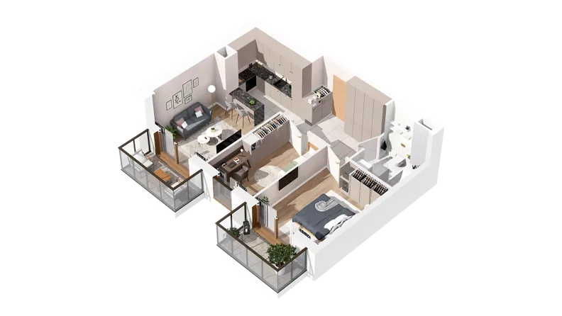 3 pokoje, mieszkanie 53,36 m², piętro 2, oferta nr 3.02.B06, Ogrody Andersa IV, Gliwice, Wojska Polskiego, ul. J. Sowińskiego