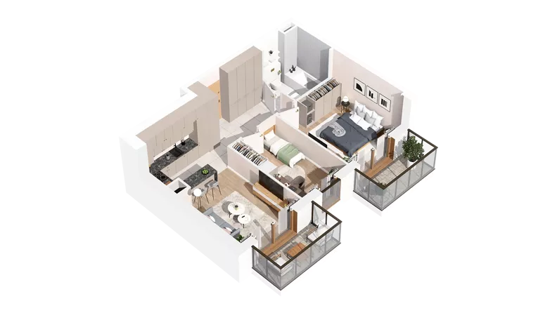 3 pokoje, mieszkanie 53,36 m², piętro 2, oferta nr 3.02.B06, Ogrody Andersa IV, Gliwice, Wojska Polskiego, ul. J. Sowińskiego