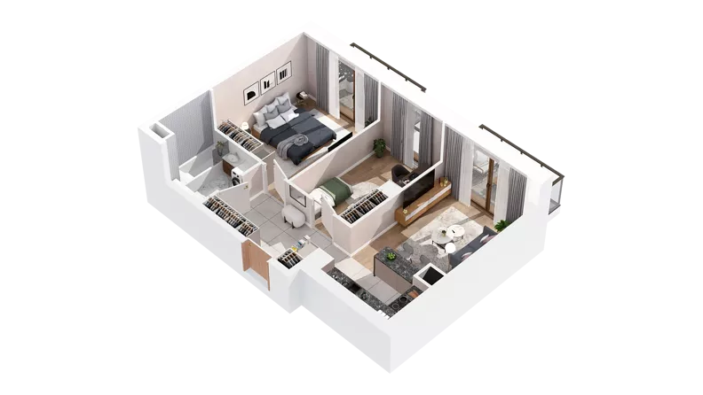 3 pokoje, mieszkanie 53,36 m², piętro 2, oferta nr 3.02.B06, Ogrody Andersa IV, Gliwice, Wojska Polskiego, ul. J. Sowińskiego