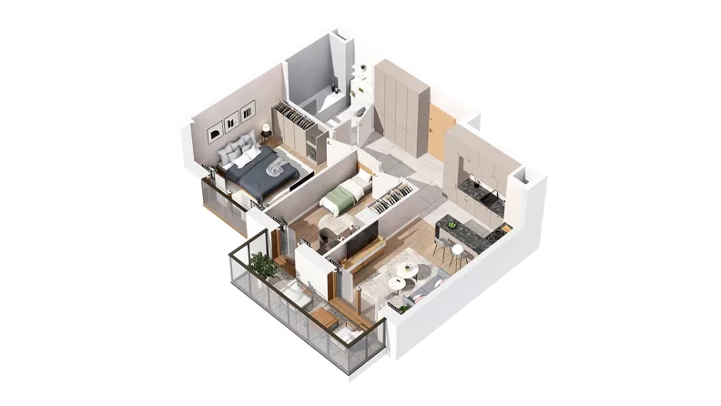 3 pokoje, mieszkanie 53,05 m², piętro 2, oferta nr 3.02.C10, Ogrody Andersa IV, Gliwice, Wojska Polskiego, ul. J. Sowińskiego