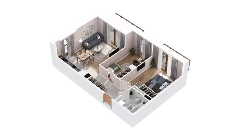 3 pokoje, mieszkanie 57,58 m², piętro 2, oferta nr 3.02.C11, Ogrody Andersa IV, Gliwice, Wojska Polskiego, ul. J. Sowińskiego