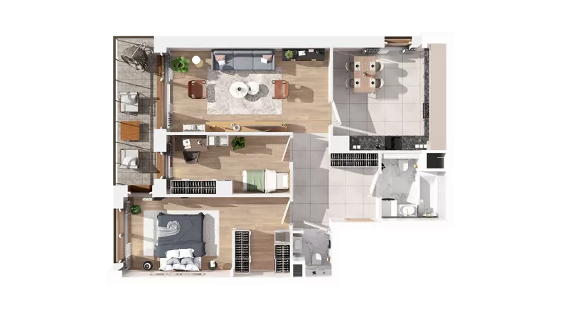 3 pokoje, mieszkanie 77,51 m², piętro 3, oferta nr 3.03.A24, Ogrody Andersa IV, Gliwice, Wojska Polskiego, ul. J. Sowińskiego
