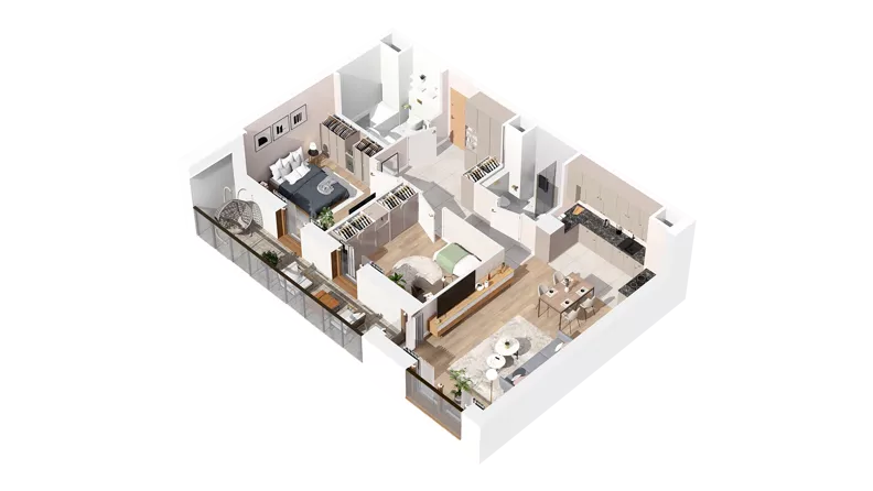 3 pokoje, mieszkanie 69,10 m², piętro 3, oferta nr 3.03.A26, Ogrody Andersa IV, Gliwice, Wojska Polskiego, ul. J. Sowińskiego