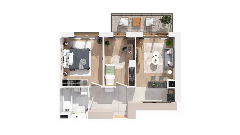 3 pokoje, mieszkanie 53,36 m², piętro 3, oferta nr 3.03.B09, Ogrody Andersa IV, Gliwice, Wojska Polskiego, ul. J. Sowińskiego