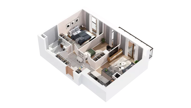 3 pokoje, mieszkanie 53,36 m², piętro 3, oferta nr 3.03.B09, Ogrody Andersa IV, Gliwice, Wojska Polskiego, ul. J. Sowińskiego