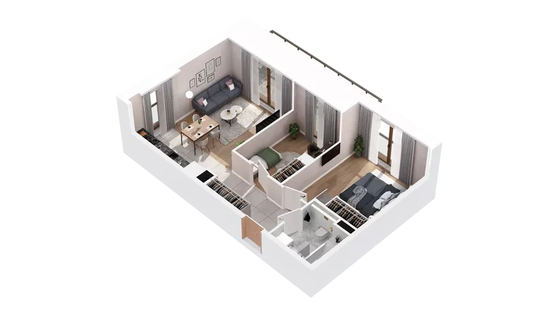 3 pokoje, mieszkanie 55,33 m², piętro 3, oferta nr 3.03.C15, Ogrody Andersa IV, Gliwice, Wojska Polskiego, ul. J. Sowińskiego