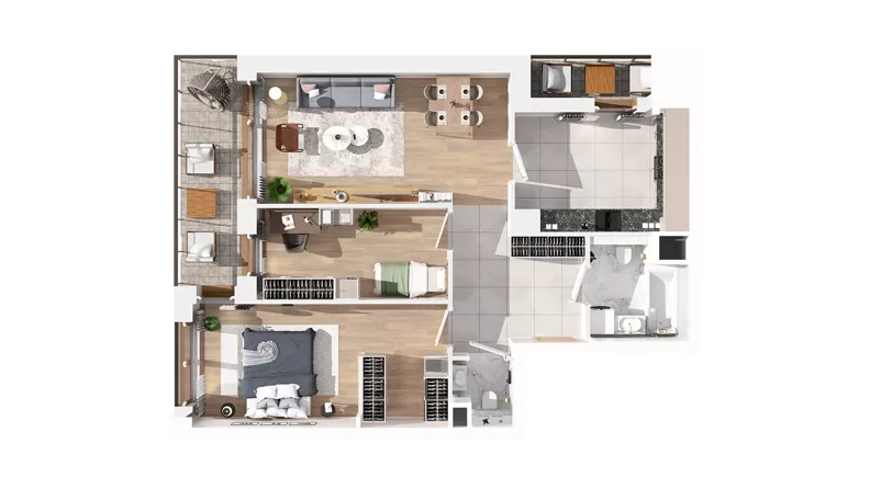 3 pokoje, mieszkanie 73,52 m², piętro 4, oferta nr 3.04.A32, Ogrody Andersa IV, Gliwice, Wojska Polskiego, ul. J. Sowińskiego